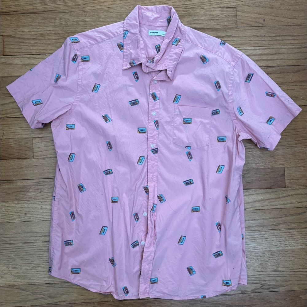 Cassette Tape Patterned Men's Shirt